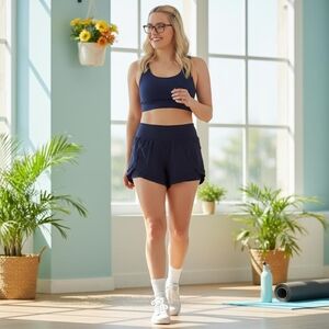 Soothfeel Navy Blue And Black Shorts With Liner Size Medium